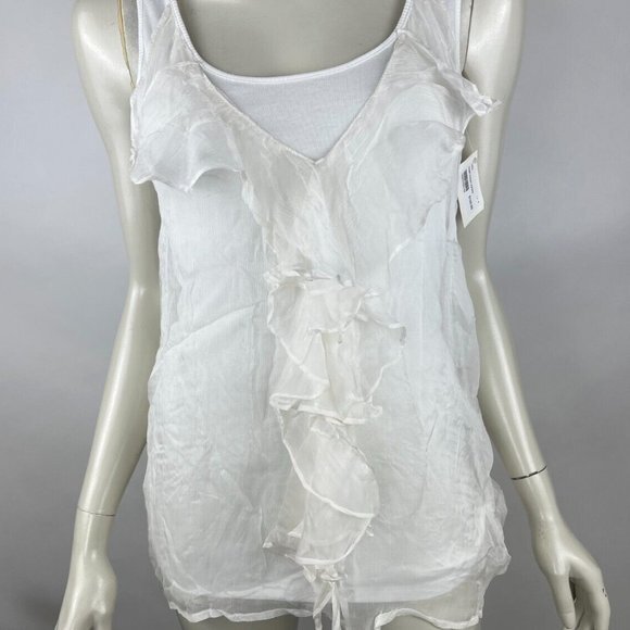 Linq Frost Extra Tank Women XS NWT $120 Cotton Silk Ruffle Layer Top Sleeveless - Picture 5 of 10